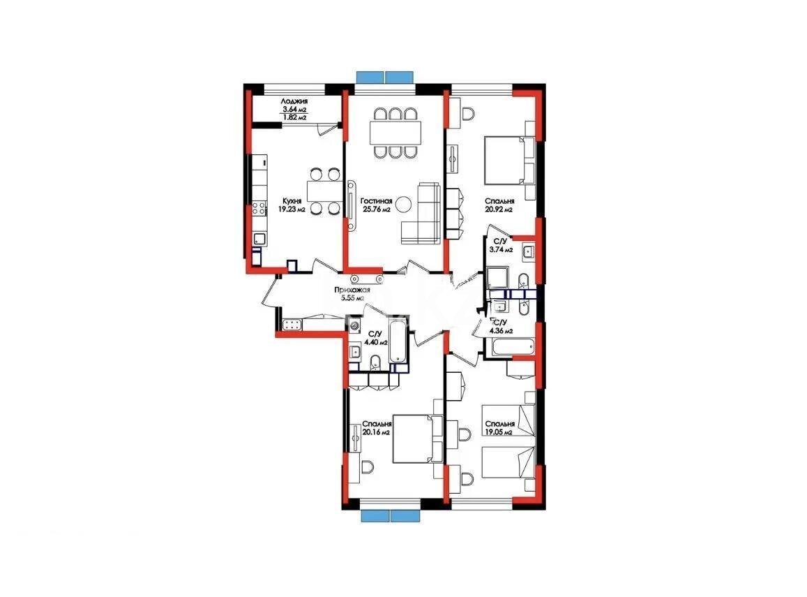 Продажа 4-комнатной квартиры, 136.4 м² в Алматы
