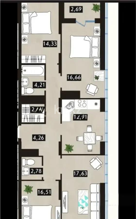 Продажа 4-комнатной квартиры, 108.8 м², пр. Мангилик Ел, дом  62 стр - Продажа  четырехкомнатных квартир в Астане без посредников фото 1 из 1