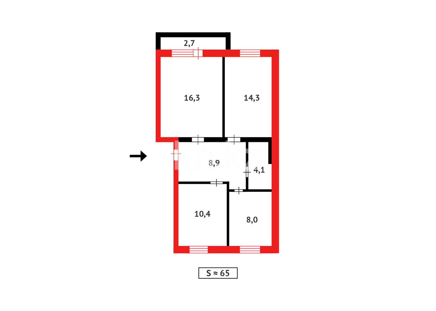 Продажа 3-комнатной квартиры, 65 м², мкр. Горка Дружбы - Продажа квартир в Темиртау фото 16 из 16