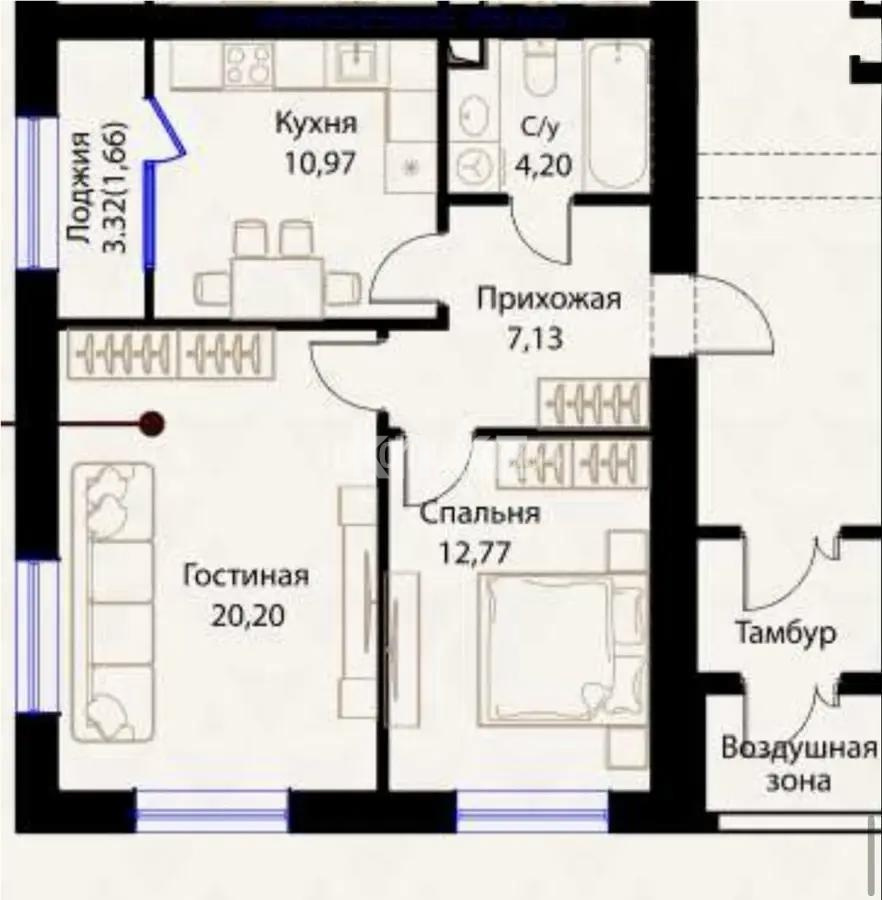 Продажа 2-комнатной квартиры, 55 м² - Продажа квартир в кирпичном доме в Астане фото 3 из 3