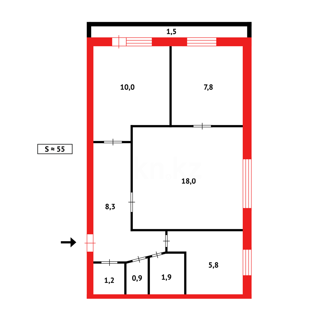 Продажа 3-комнатной квартиры, 54 м², мкр-н 6-й - Продажа квартир в Темиртау фото 10 из 10