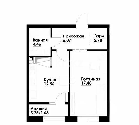 Продажа 1-комнатной квартиры, 43.45 м² в Алматы
