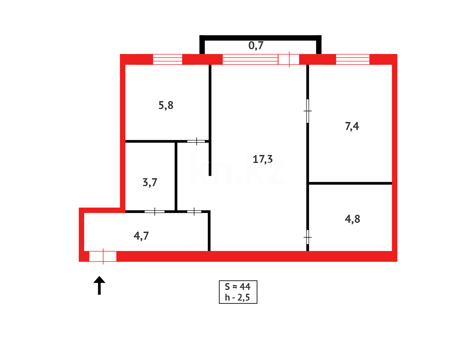 Продажа 2-комнатной квартиры, 44 м² в Караганде - фото 15