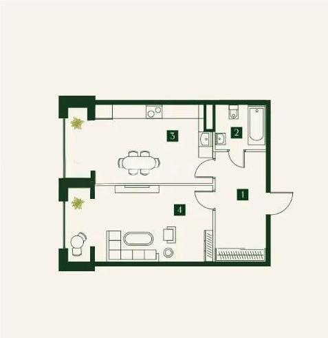 Продажа 1-комнатной квартиры, 59.2 м² в Алматы