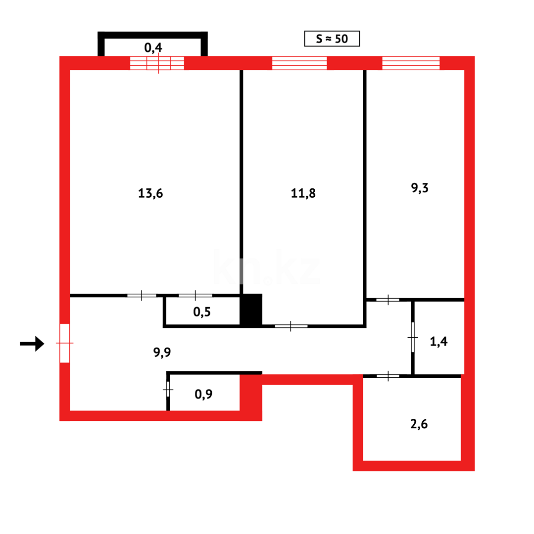 Продажа 2-комнатной квартиры, 47 м², пр. Назарбаева в Караганде - фото 11