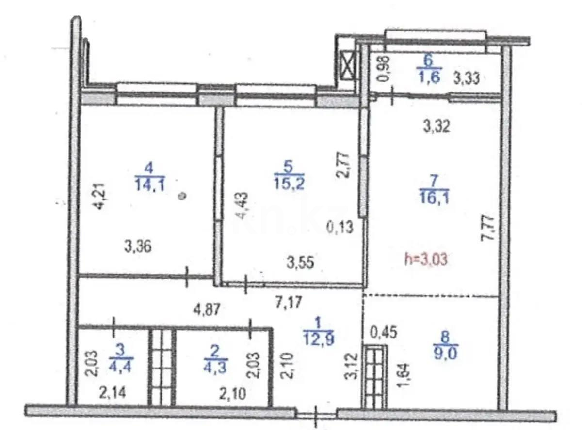 Продажа 3-комнатной квартиры, 77.6 м², ул. Розыбакиева, дом  197/2 - Продажа квартир в Алматы фото 1 из 1