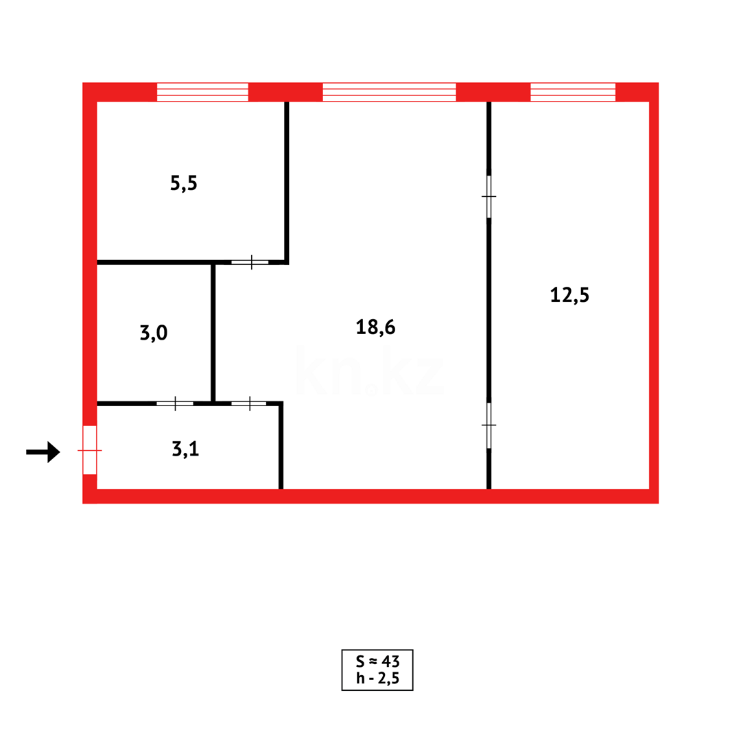 Продажа 2-комнатной квартиры, 42 м² в Караганде - фото 11
