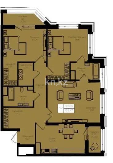 Продажа 3-комнатной квартиры, 102 м², пр. Кошкарбаева, дом  1 стр - Продажа  трехкомнатных квартир в новостройках Астаны фото 1 из 1