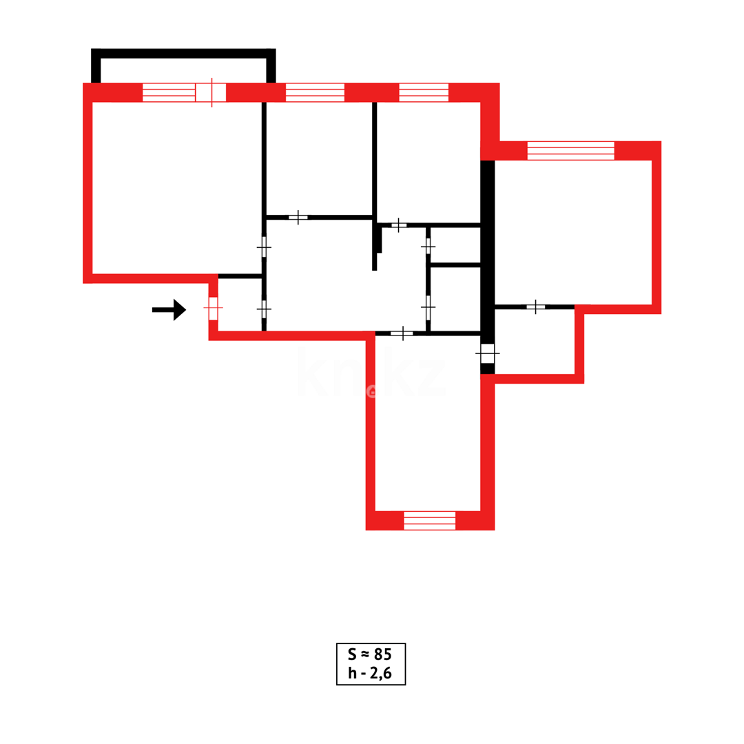 Продажа 4-комнатной квартиры, 84 м², ул. Таттимбета, дом  6 - Продажа  четырехкомнатных квартир в Караганде фото 20 из 20