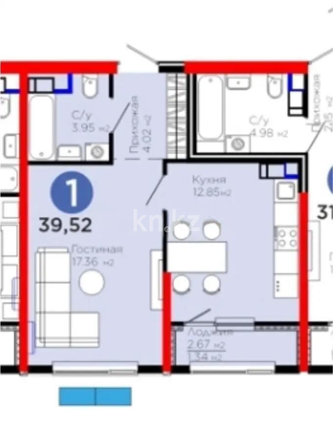 Продажа 1-комнатной квартиры, 39.5 м², ул. Белжайлау, дом  47а - Продажа квартир в новостройках Алматы без посредников с фото фото 1 из 1
