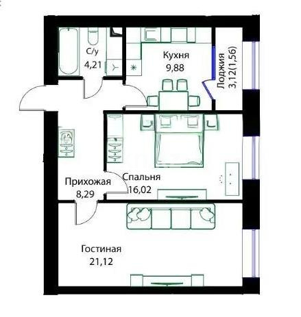 Продажа 2-комнатной квартиры, 61 м², ул. Жошы хана, дом  12/3 - Продажа квартир в Казахстане фото 1 из 1