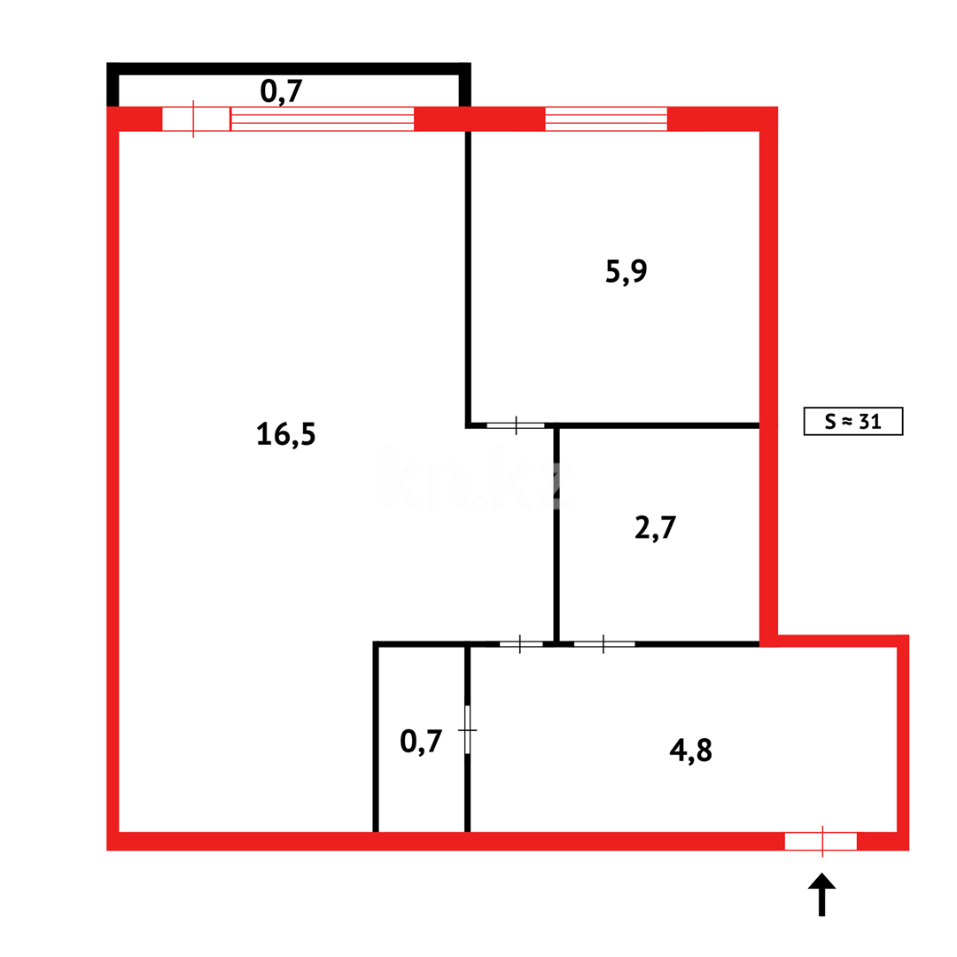 Продажа 1-комнатной квартиры, 33 м², мкр-н 12, дом  29 - Продажа квартир в Караганде фото 6 из 6