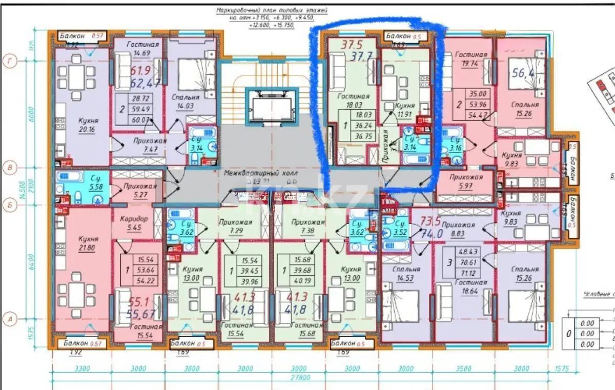 Продажа 1-комнатной квартиры, 38 м², ул. Байге, дом  12а/1 - Продажа  однокомнатных квартир в Алматы с фото фото 1 из 1