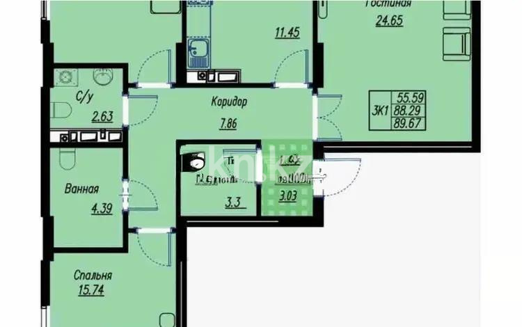 Продажа 3-комнатной квартиры, 89.67 м², ул. Е-496, дом  8 стр - Продажа  трехкомнатных квартир в новостройках Астаны фото 1 из 1