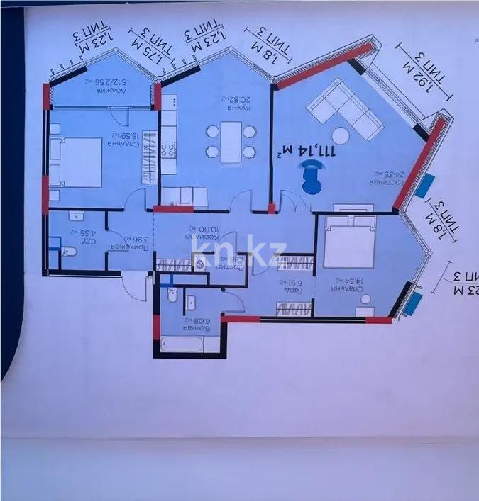 Продажа 3-комнатной квартиры, 112 м², ул. Рыскулова, дом  18 - Продажа  трехкомнатных квартир в новостройках Астаны без посредников фото 1 из 1