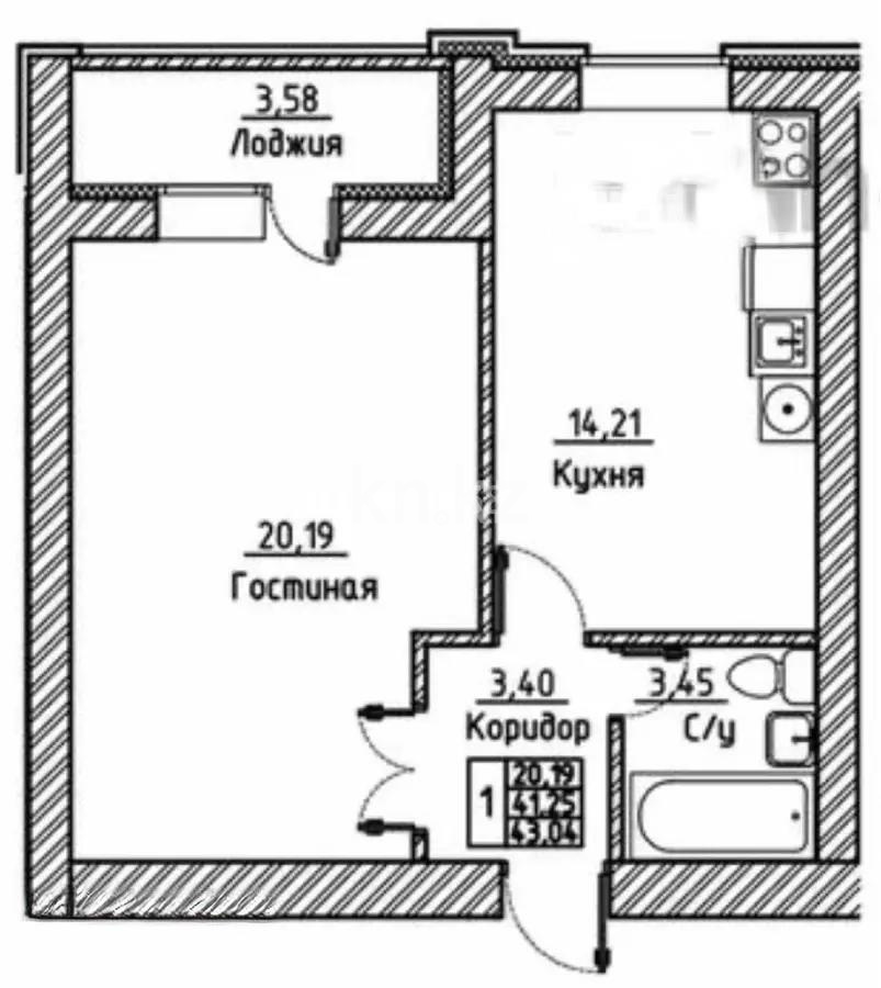 Продажа 1-комнатной квартиры, 43 м², ул. Муканова, дом  51 стр - Продажа  однокомнатных квартир в Караганде без посредников фото 1 из 1