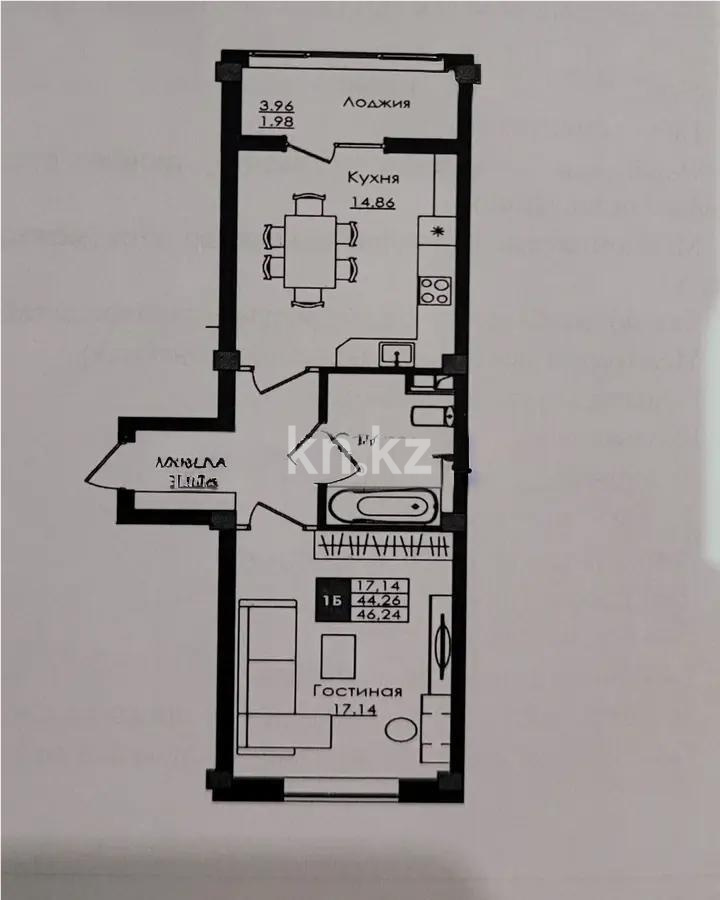 Продажа 2-комнатной квартиры, 47.2 м², ул. Е-779, дом  32 - Продажа  двухкомнатных квартир в Астане фото 1 из 1