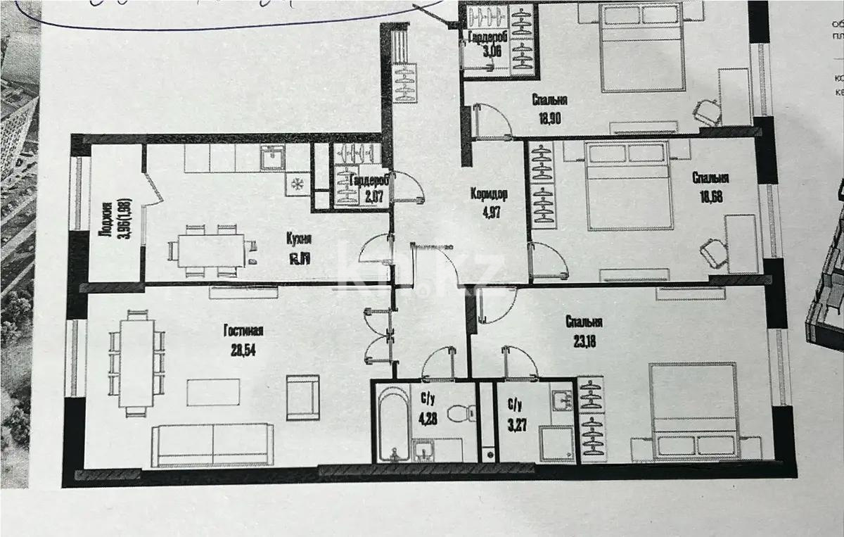Продажа 4-комнатной квартиры, 139 м², ул. Бухар жырау, дом  12/2 - Продажа квартир в новостройках Астаны без посредников с фото фото 1 из 1