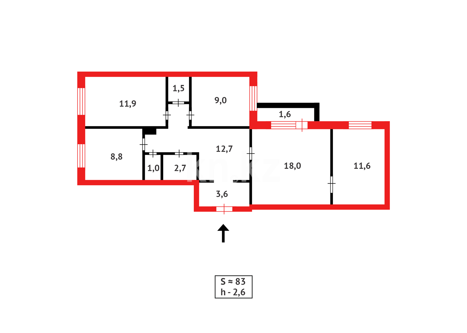 Продажа 4-комнатной квартиры, 83 м², мкр-н Степной-2 - Продажа  четырехкомнатных квартир в Караганде фото 20 из 20