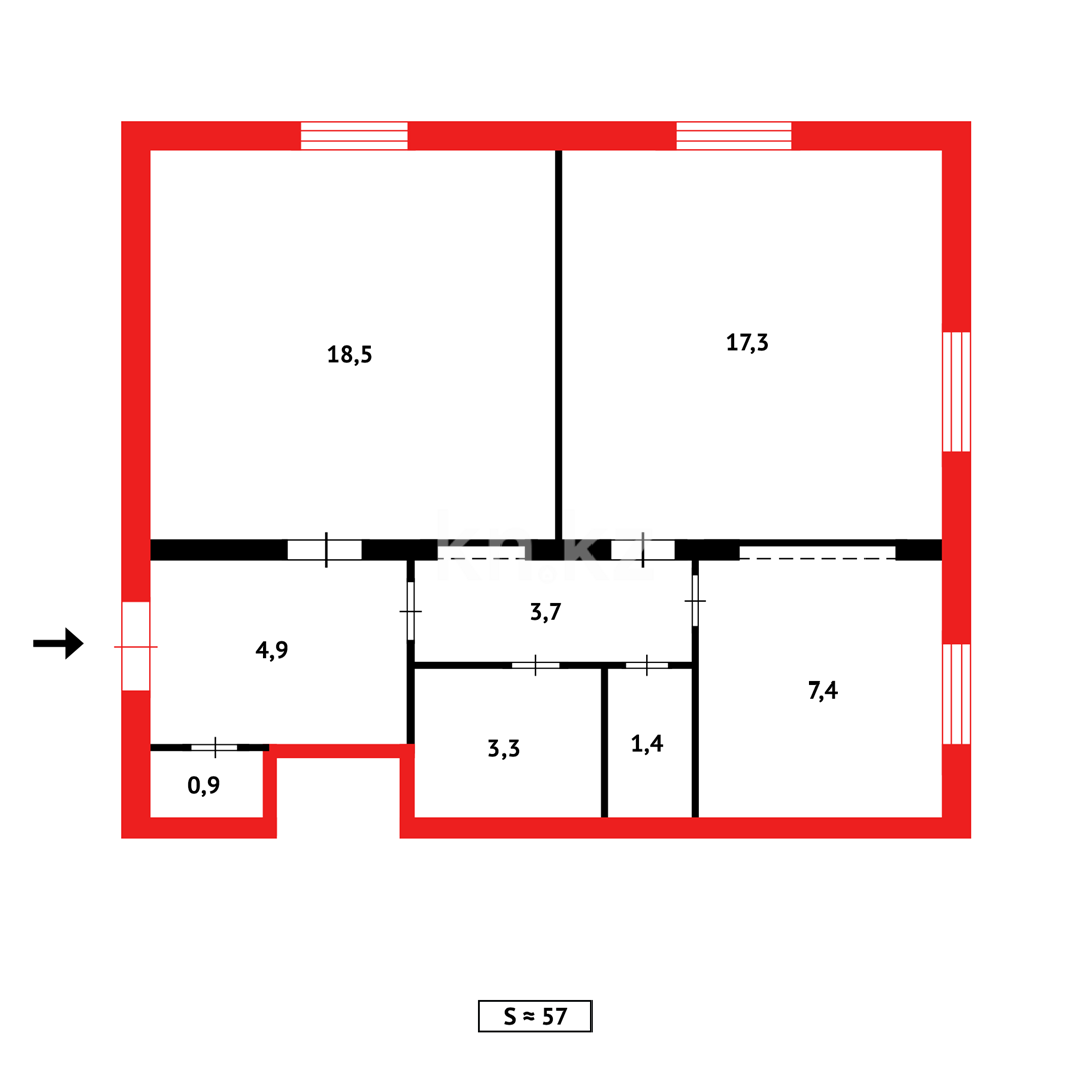 Продажа 2-комнатной квартиры, 58 м², ул. Чернышевского, дом  85 в Темиртау - фото 26