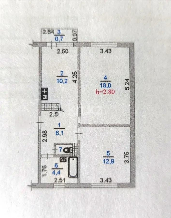 Продажа 2-комнатной квартиры, 53.2 м², мкр-н Казахфильм, дом  31 в Алматы - фото 5