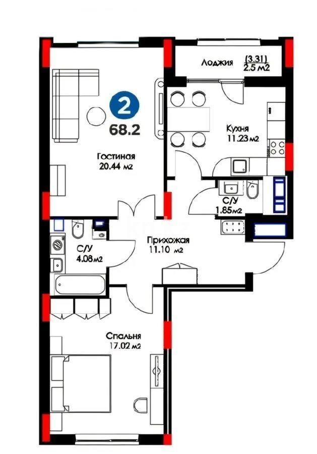 Продажа 2-комнатной квартиры, 68 м² в Астане - фото 10