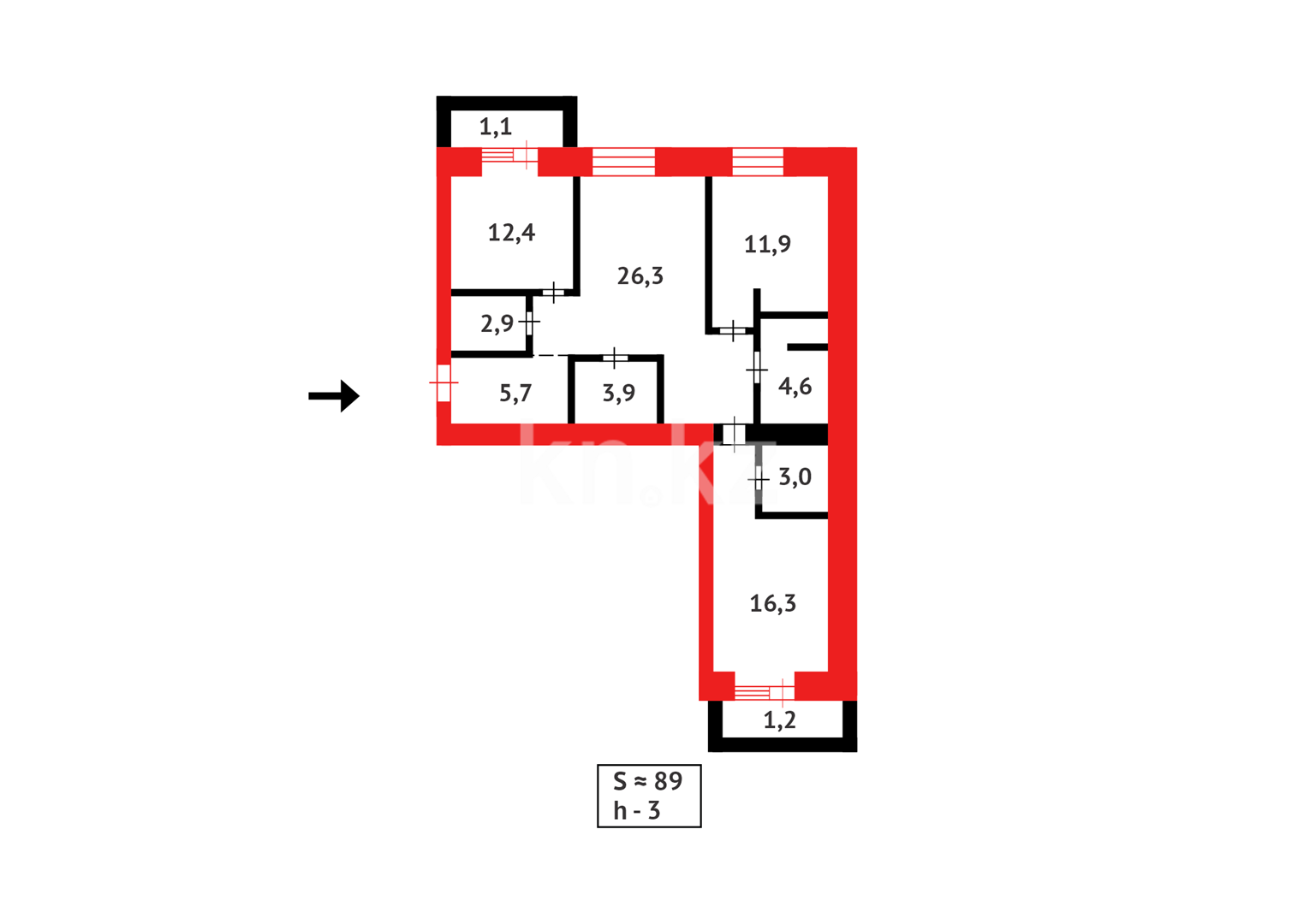 Продажа 3-комнатной квартиры, 89 м² в Караганде - фото 17