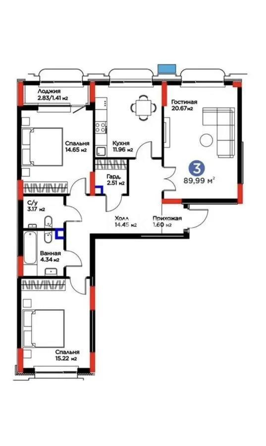 Продажа 3-комнатной квартиры, 89 м² в Астане - фото 4