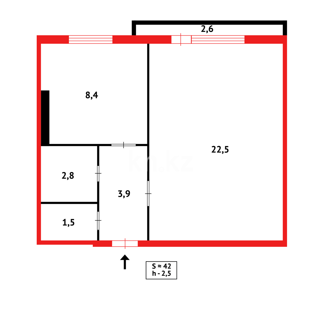 Продажа 1-комнатной квартиры, 41 м², ул. Ермекова - Продажа  однокомнатных квартир в Караганде фото 18 из 18
