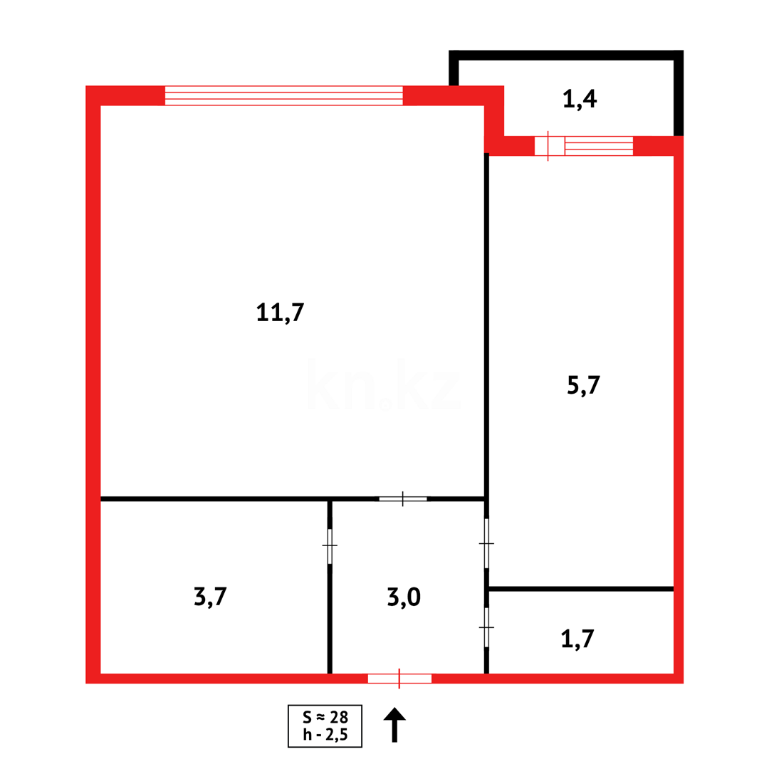 Продажа 1-комнатной квартиры, 28 м² в Караганде - фото 8