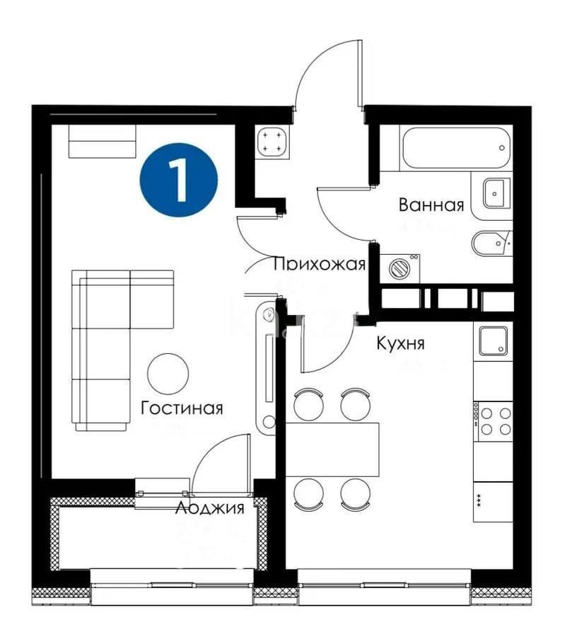 Продажа 1-комнатной квартиры, 36.7 м², ул. Бектурова, дом  11/1 в Астане