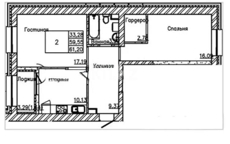 Продажа 2-комнатной квартиры, 61.2 м², ул. Сыганак, дом  12 стр - Продажа квартир в Казахстане фото 1 из 1