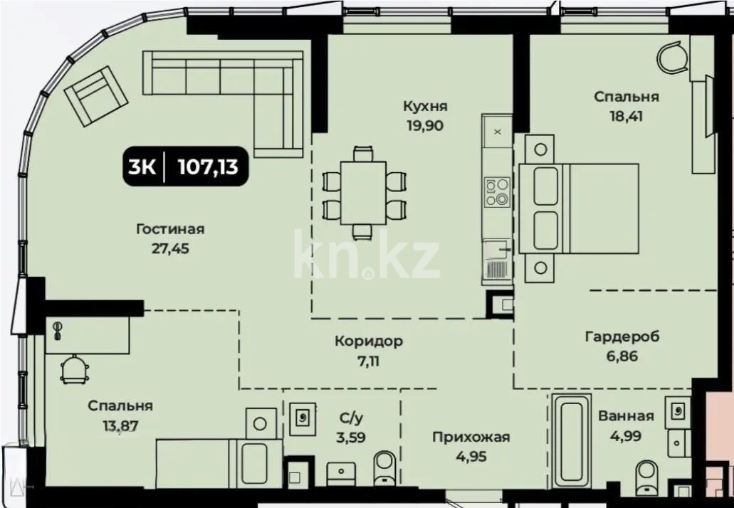 Продажа 3-комнатной квартиры, 107.13 м² - Продажа недвижимости в Казахстане - страница 34 фото 1 из 1