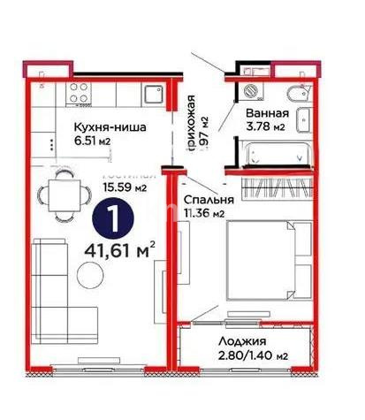 Продажа 1-комнатной квартиры, 41.61 м² - Продажа однокомнатных квартир от собственников в Астане - страница 3 фото 1 из 1