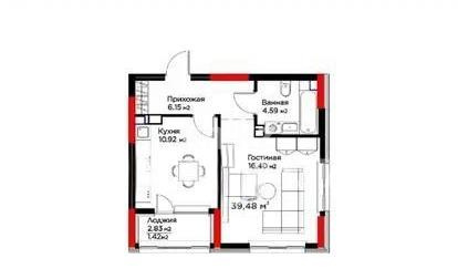 Продажа 1-комнатной квартиры, 39.48 м², ул. Рыскулова, дом  16/2 - Продажа квартир в новостройках Астаны без посредников с фото фото 1 из 1