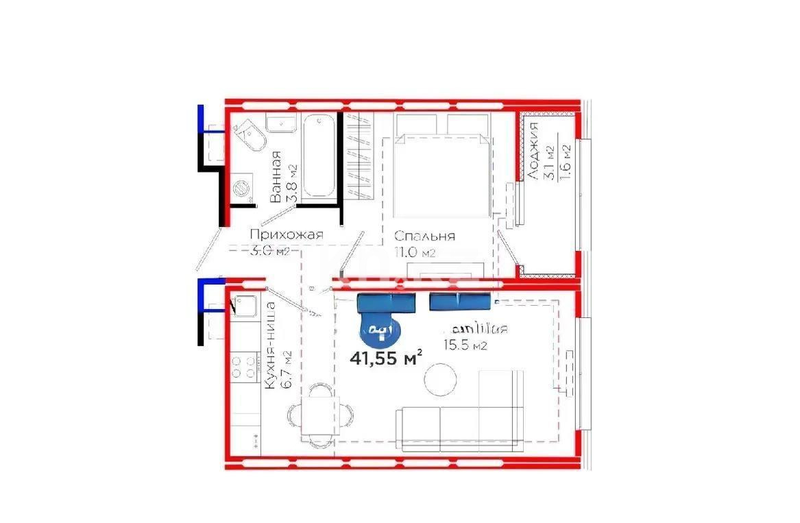 Продажа 2-комнатной квартиры, 41.3 м² в Астане - фото 4