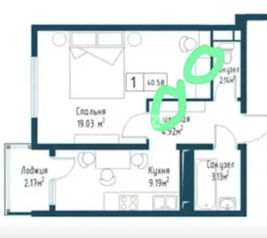 Продажа 1-комнатной квартиры, 40.3 м² в Алматы - фото 4