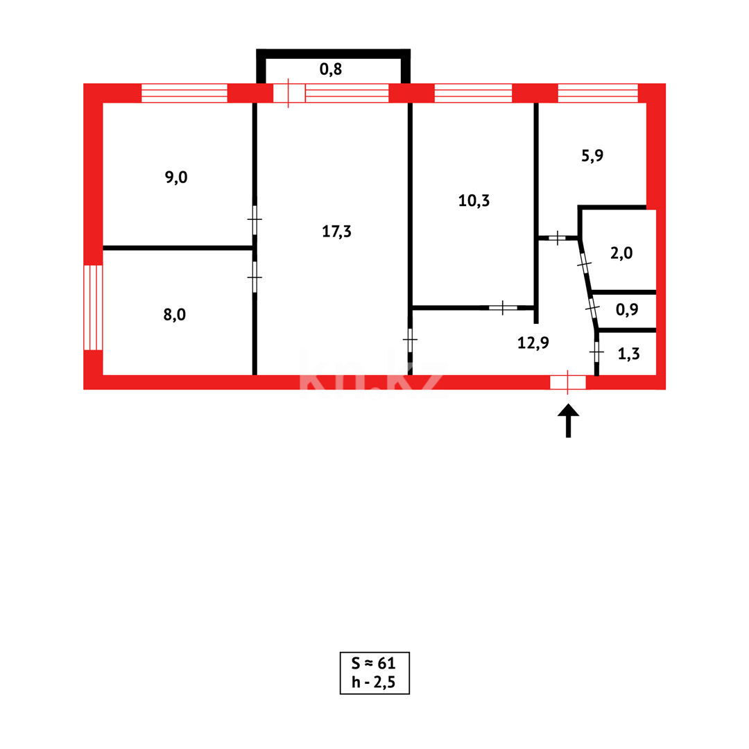 Продажа 4-комнатной квартиры, 61 м², 16 мкр. - Аренда квартир помесячно в Актау фото 14 из 14