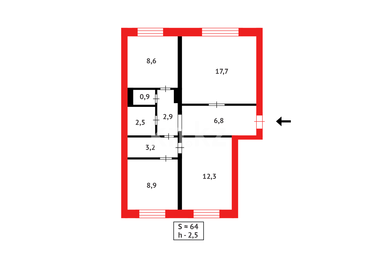 Продажа 3-комнатной квартиры, 63 м², мкр-н Голубые Пруды, дом  12 в Караганде - фото 22