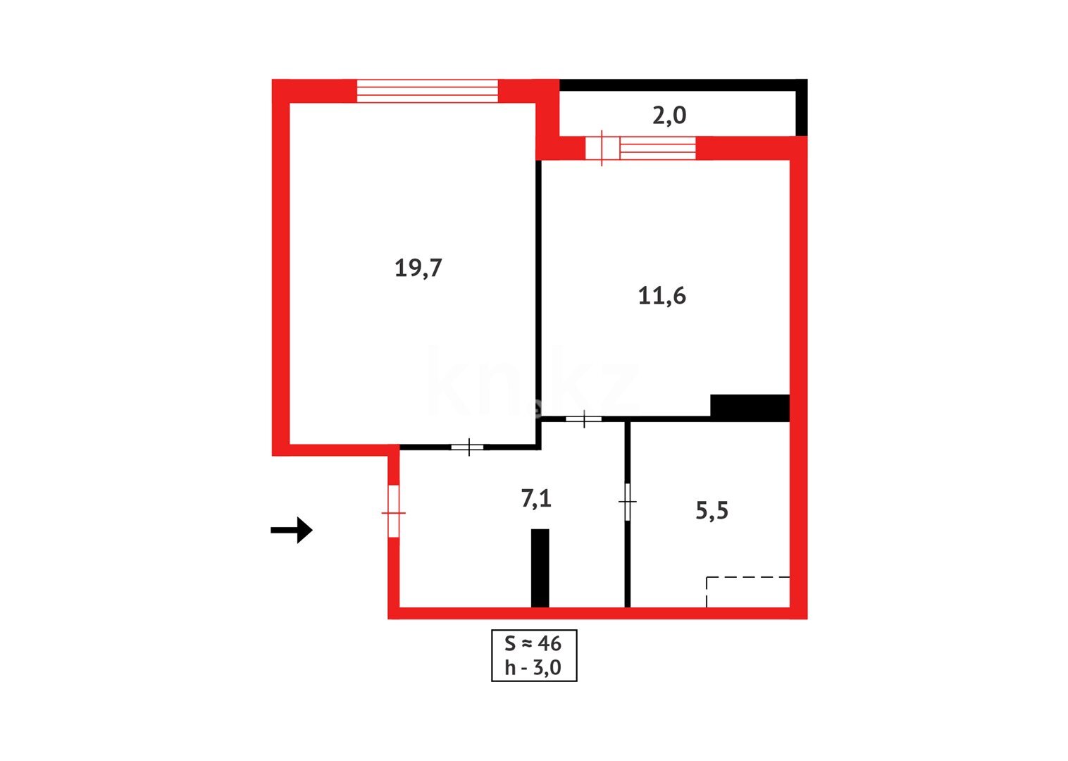 Продажа 1-комнатной квартиры, 45.9 м² в Астане - фото 7