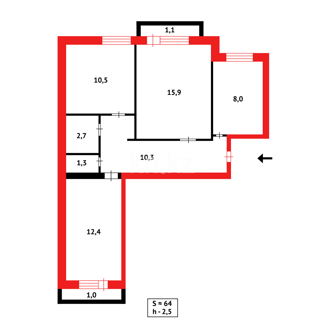 Продажа 3-комнатной квартиры, 64 м² в Караганде - фото 5