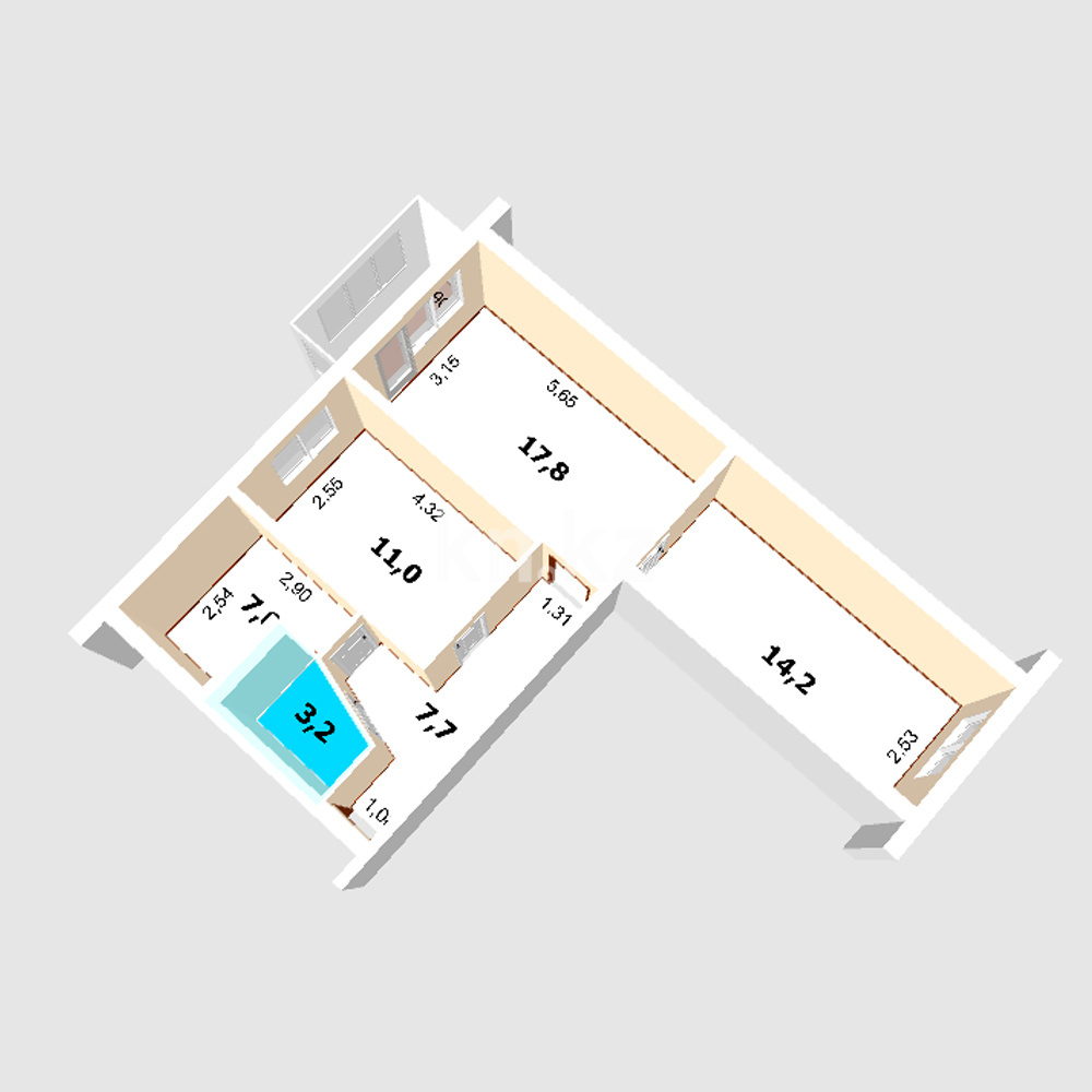 Продажа 3-комнатной квартиры, 61.7 м² в Алматы - фото 8