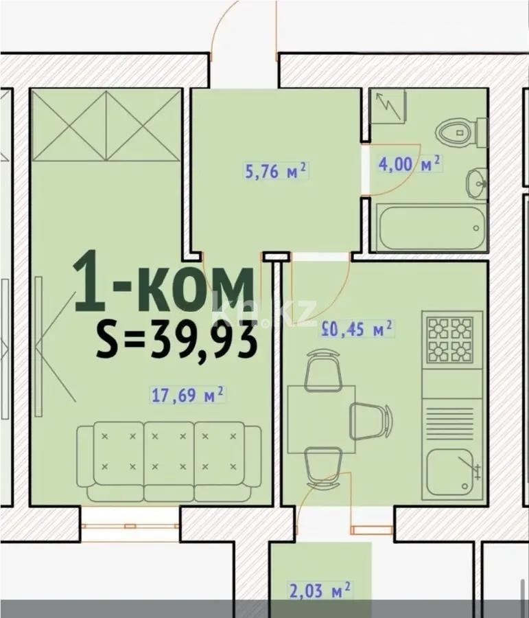Продажа 1-комнатной квартиры, 39 м² - Продажа однокомнатных квартир от собственников в Казахстане - страница 4 фото 1 из 1