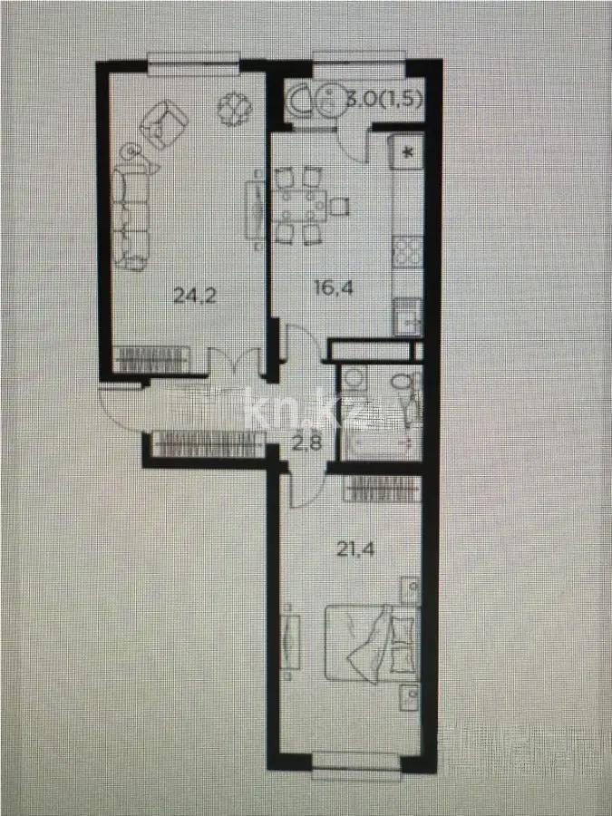 Продажа 2-комнатной квартиры, 78.2 м², ул. Утеген батыра, дом  11в в Алматы