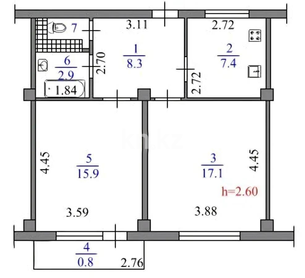 Продажа 2-комнатной квартиры, 53.4 м² в Алматы - фото 5