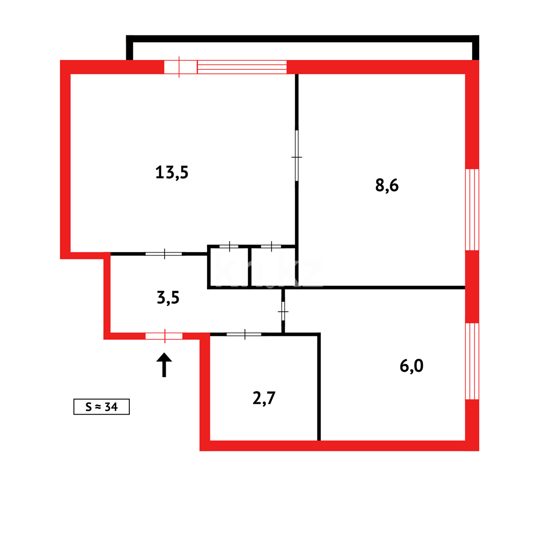 Продажа 2-комнатной квартиры, 34 м², пр. Металлургов в Темиртау - фото 7
