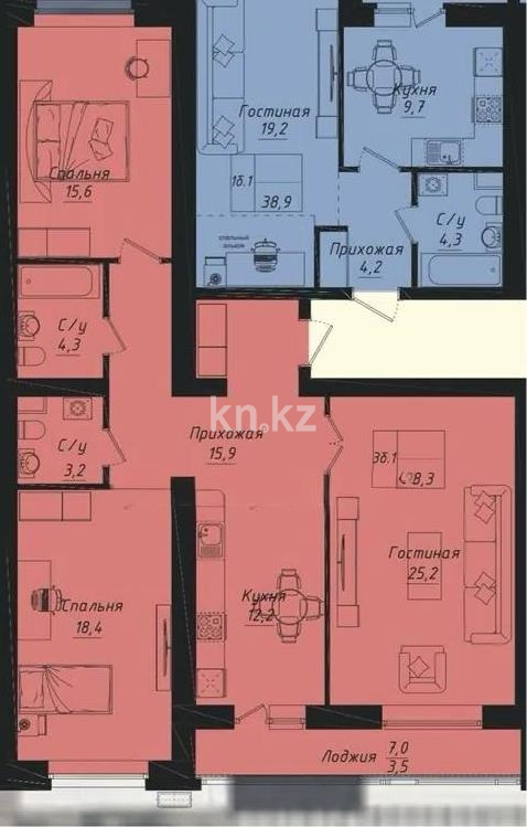 Продажа 3-комнатной квартиры, 98.3 м² в Астане