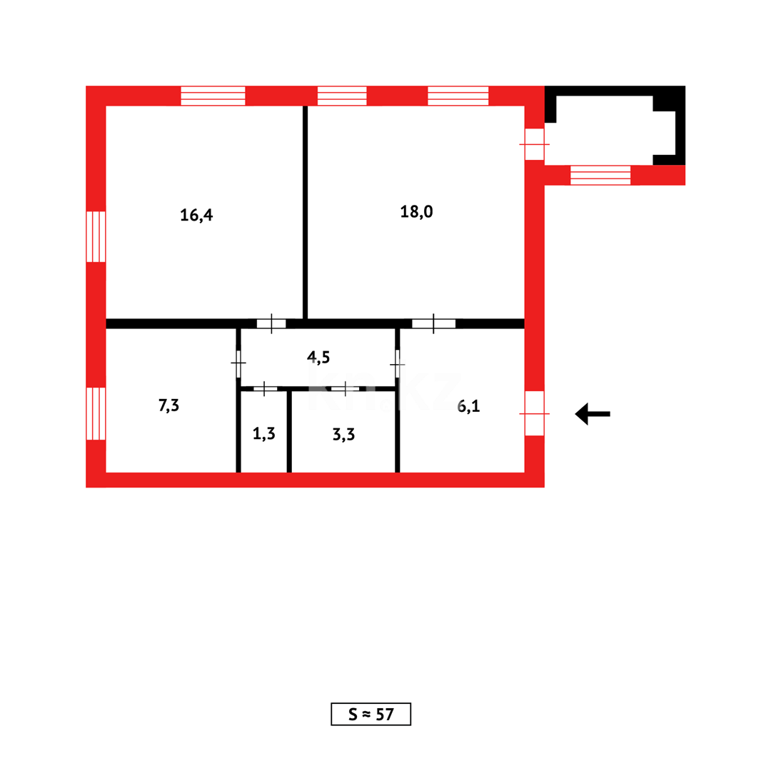 Продажа 2-комнатной квартиры, 57 м² в Караганде - фото 11