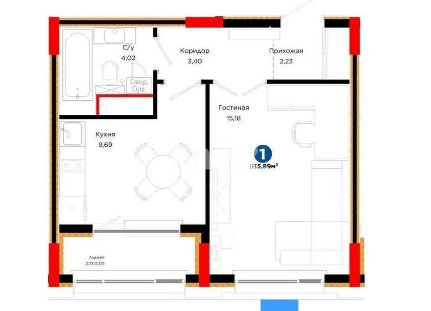 Продажа 1-комнатной квартиры, 35.89 м² - Продажа квартир в новостройках Астаны с фото - страница 3 фото 1 из 1
