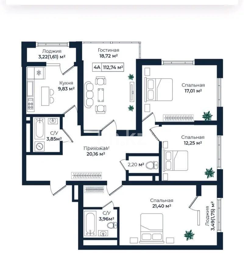 Продажа 4-комнатной квартиры, 112.74 м², пр. Абая, дом  118 - Продажа квартир в новостройках Алматы фото 1 из 1